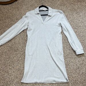 LOFT Light Gray Long Sleeve Polo Dress
